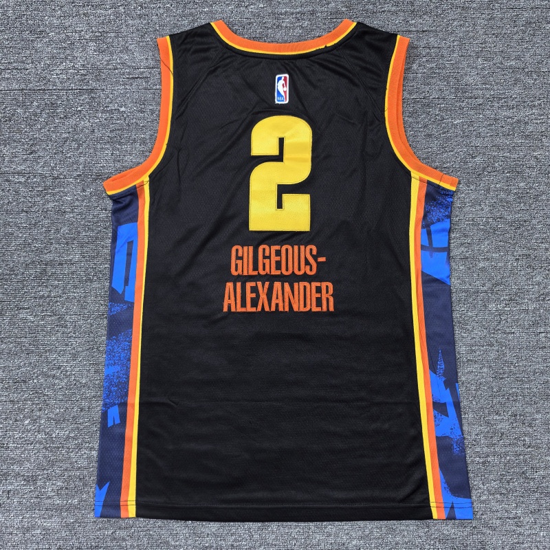 Men Oklahoma City Thunder #2 Gilgeous Alexander black 2024 2025 NBA jersey->phoenix suns->NBA Jersey